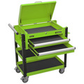 Sealey Superline PRO® Heavy-Duty Mobile Tool & Parts Trolley with Lockable Top & 2 Drawers - Green