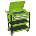 Sealey Superline PRO® Heavy-Duty Mobile Tool & Parts Trolley with Lockable Top & 2 Drawers - Green