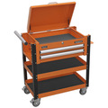 Sealey Superline PRO® Heavy-Duty Mobile Tool & Parts Trolley with Lockable Top & 2 Drawers - Orange