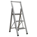 Sealey APSL3 Aluminium Professional Fold-Flat Step Ladder 3-Step 150kg Capacity - EN 14183