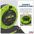 Sealey BCR10G 10m Cassette Type Cable Reel with Thermal Trip 2 x 230V & 2 x USB - Hi-Vis Green
