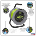 Sealey BCR153TG 15m Cable Reel with Thermal Trip 4 x 230V - Hi-Vis Green