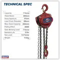 Sealey CB1000 2.5m Chain Block 1 Tonne