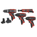 Sealey 4 x SV12 Series Cordless Power Tool Kit 12V - 2 Batteries