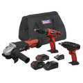Sealey 3 x SV20 Series Cordless Tool Combo Kit 20V - 2 Batteries