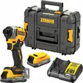 Dewalt DCF850E2T 18V XR Brushless PowerStack Impact Driver Kit with 2x 1.7Ah Powerstack Batteries, C