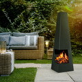 Sealey DG105 Dellonda Chiminea, Wood Burner, Heater for Outdoors W45cm x H150cm - Black Steel