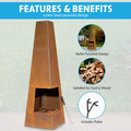 Sealey DG106 Dellonda Chiminea, Wood Burner, Heater for Outdoors W45cm x H150cm, Corten Steel