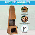 Sealey DG108 Dellonda Outdoor Chiminea Fireplace Heater Firewood Storage - Corten Steel