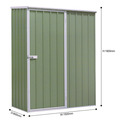 Sealey Dellonda Galvanized Steel Storage Shed with Pent Style Roof 150 x 80 x 190cm - Green