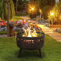 Sealey DG117 Dellonda Deluxe Fire Pit Fireplace Outdoor Patio Heater, Cooking Grill & Poker 61cm