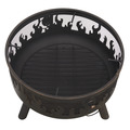 Sealey DG117 Dellonda Deluxe Fire Pit Fireplace Outdoor Patio Heater, Cooking Grill & Poker 61cm