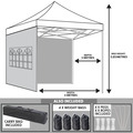 Sealey DG167 Dellonda Premium 3x3m Pop-Up Gazebo & Side Walls, PVC Coated, Water-Resistant Fabric with Carry Bag, Rope, Stakes & Weight Bags - Grey