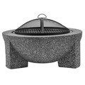 Sealey DG191 Dellonda Round MgO Fire Pit with BBQ Grill & Safety Mesh Screen 75cm - Dark Grey