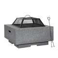 Sealey DG193 Dellonda Square MgO Fire Pit with BBQ Grill, Safety Mesh Screen - Dark Grey