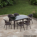 Sealey DG206 Dellonda Weather-Resistant Polypropylene/Fibreglass Dining Table with Tempered Glass Top - Dark Brown