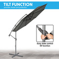 Sealey DG264 Dellonda Banana Parasol with Cover 3m - Grey