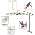 Sealey DG265 Dellonda Banana Parasol with Cover 3m - Cream