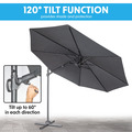 Sealey DG267 Dellonda Cantilever Parasol with 360° Rotation, Tilt & Cover 3m - Grey
