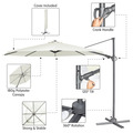 Sealey DG268 Dellonda Cantilever Parasol with 360° Rotation, Tilt & Cover 3m - Cream
