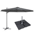 Sealey DG272 Dellonda Cantilever Parasol with 360 Rotation, Tilt, Cover & Base 3m - Grey