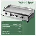 Sealey DG277 Dellonda 4 Burner Stainless Steel Portable Gas Plancha with Warming Rack 10kW