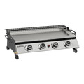 Sealey DG277 Dellonda 4 Burner Stainless Steel Portable Gas Plancha with Warming Rack 10kW