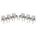 Sealey Dellonda Fusion Garden/Patio Dining Chairs with Armrests 6pc - Light Grey