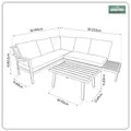 Sealey DG53 Dellonda Kyoto Aluminium Outdoor Corner Sofa & Coffee Table Set 3pc