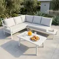 Sealey DG53 Dellonda Kyoto Aluminium Outdoor Corner Sofa & Coffee Table Set 3pc