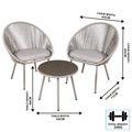 Sealey Dellonda Como Steel Bistro Set with Tempered Glass Tabletop 3pc