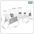 Sealey DG56 Dellonda Fusion Aluminium Outdoor Sofa, Arm Chairs & Coffee Table Set 4pc