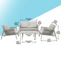 Sealey DG56 Dellonda Fusion Aluminium Outdoor Sofa, Arm Chairs & Coffee Table Set 4pc