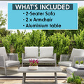 Sealey DG56 Dellonda Fusion Aluminium Outdoor Sofa, Arm Chairs & Coffee Table Set 4pc