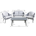 Sealey Dellonda Echo Aluminium Outdoor Sofa, Chair & Coffee Table Set 4pc