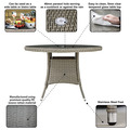 Sealey Dellonda Chester Rattan Wicker Round Outdoor Dining Table with Tempered Glass Top
