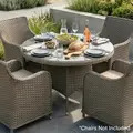 Sealey DG66 Dellonda Chester Rattan Wicker Round Outdoor Dining Table with Tempered Glass Top