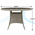 Sealey Dellonda Chester Rattan Wicker Round Outdoor Dining Table with Tempered Glass Top