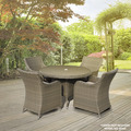 Sealey Dellonda Chester Rattan Wicker Round Outdoor Dining Table with Tempered Glass Top