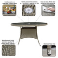 Sealey Dellonda Chester Rattan Wicker Round Outdoor Dining Table with Tempered Glass Top