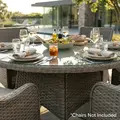 Sealey DG67 Dellonda Chester Rattan Wicker Round Outdoor Dining Table with Tempered Glass Top