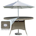 Sealey Dellonda Chester Rattan Wicker Round Outdoor Dining Table with Tempered Glass Top