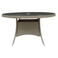 Sealey Dellonda Chester Rattan Wicker Round Outdoor Dining Table with Tempered Glass Top