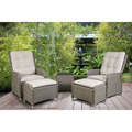 Sealey Dellonda Chester Rattan Wicker Outdoor Recliner Loungers & Table Set 5pc