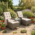 Sealey DG68 Dellonda Chester Rattan Wicker Outdoor Recliner Loungers & Table Set 5pc