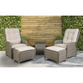 Sealey Dellonda Chester Rattan Wicker Outdoor Recliner Loungers & Table Set 5pc