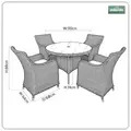 Sealey DG84 Dellonda Chester Rattan Wicker Outdoor Dining Set with Tempered Glass Tabletop 5pc