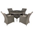 Sealey DG84 Dellonda Chester Rattan Wicker Outdoor Dining Set with Tempered Glass Tabletop 5pc