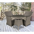 Sealey DG86 Dellonda Chester Rattan Wicker Outdoor Dining Set with Tempered Glass Tabletop 3pc