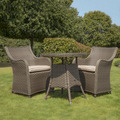 Sealey DG86 Dellonda Chester Rattan Wicker Outdoor Dining Set with Tempered Glass Tabletop 3pc